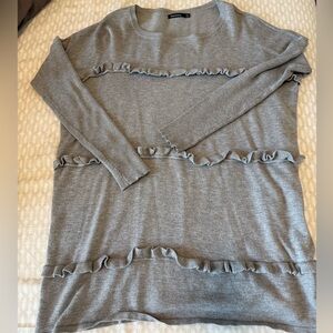 Grey Ruffled Sweater Tunic